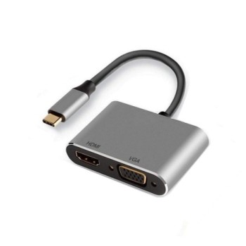 ewent adaptador ewent usb tipo c a hdmi 4k  y vga 15cm   macho    hembra