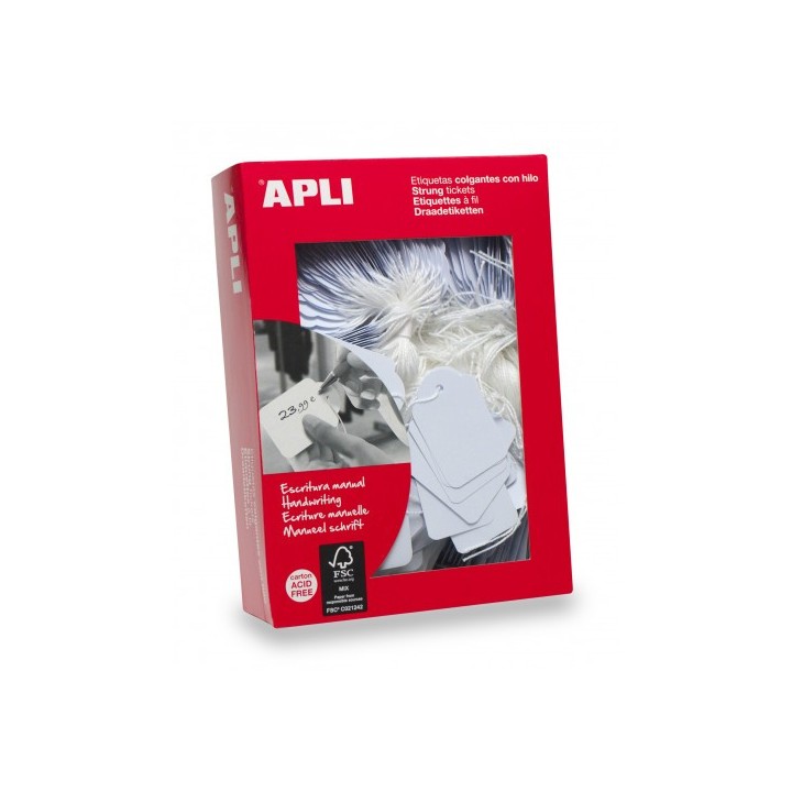 apli caja 500 etiquetas colgantes blancas 22 x 35 mm apli 390