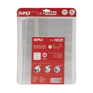 apli blister 5 uds. forro de libros con solapa ajustable pp 290 mm apli 16913