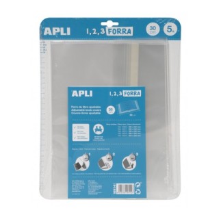 apli blister 5 uds. forro de libros con solapa ajustable pp 300 mm apli 16914