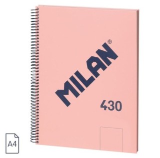 milan cuaderno a4 con espiral y tapa dura, 80 hojas blancas de 95 gr/m, coleccion 430 since 1918, ro