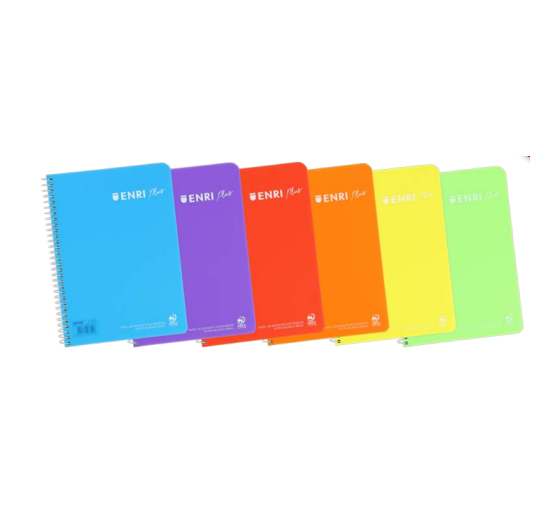 enri enri plus cuaderno y block a4 80 hojas colores surtidos  pack  5 unidades