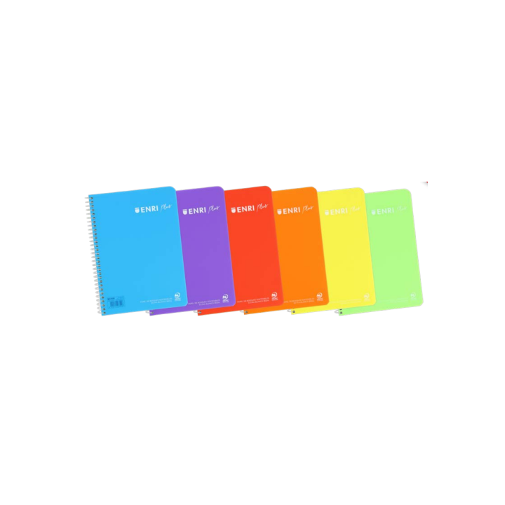 enri enri plus cuaderno y block a4 80 hojas colores surtidos  pack  5 unidades