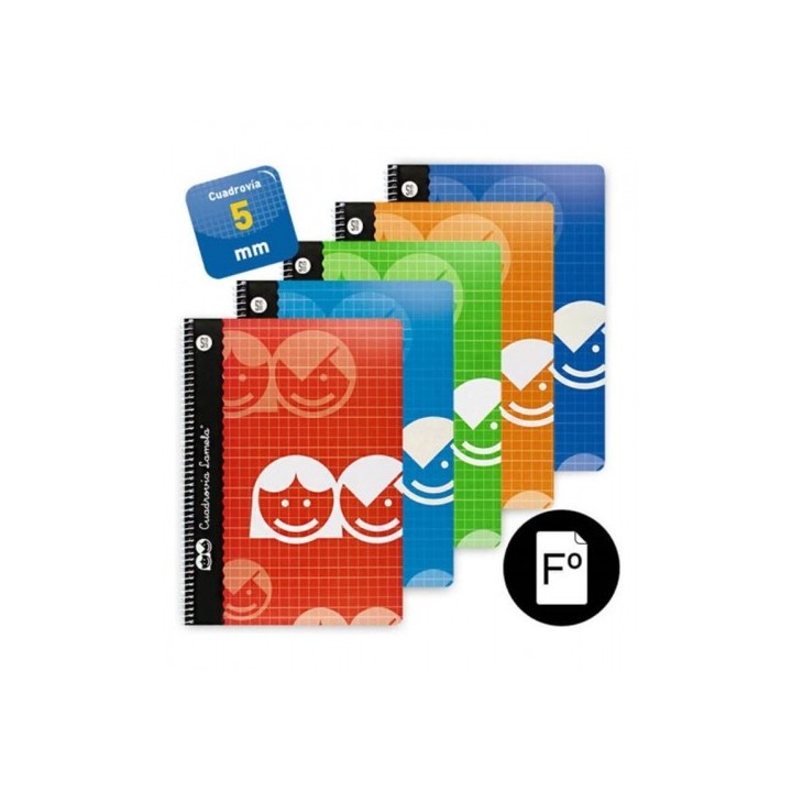lamela cuaderno basico formato folio 80 hojas rayado 5 mm surtidos lamela 07f005  pack  10 unidades