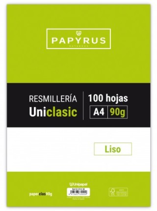 papyrus recambio paquete 100 hojas a4 uniclasic 90 gr. liso sin margen papyrus 53390100