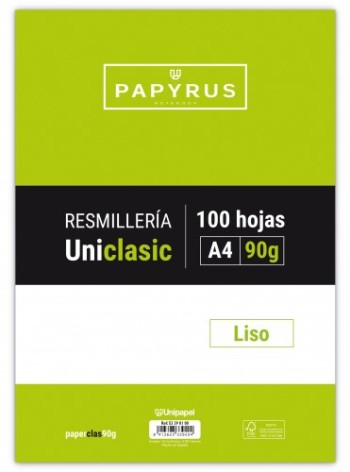 papyrus recambio paquete 100 hojas a4 uniclasic 90 gr. liso sin margen papyrus 53390100