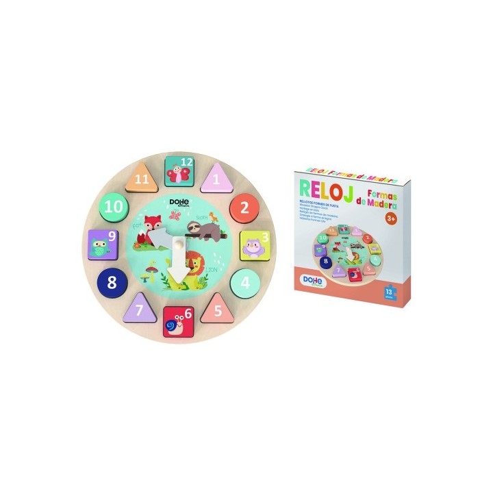 dohe caja reloj de formar encajables de madera   a partir de 3 anos dohe 64009