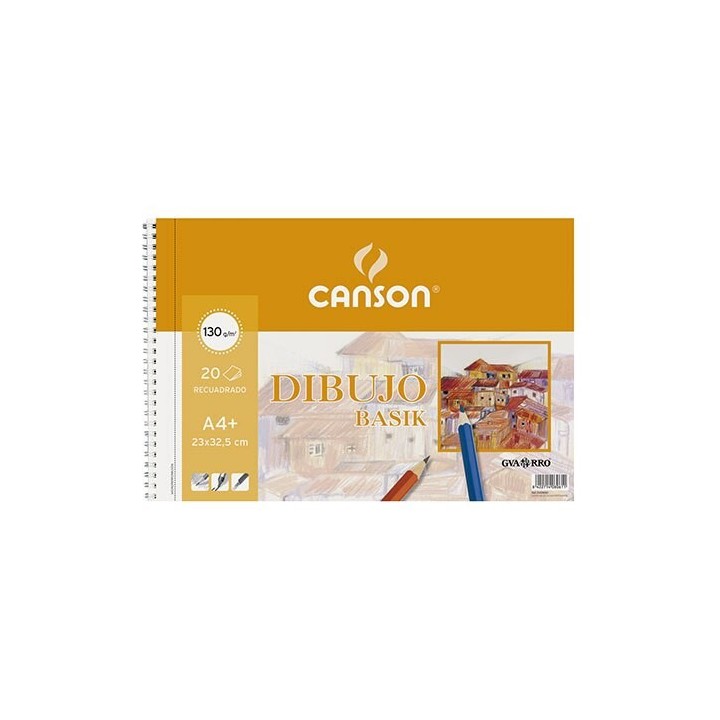 canson bloc 20 hojas basik 130g a4+ microperforado con recuadro guarro canson c200408061