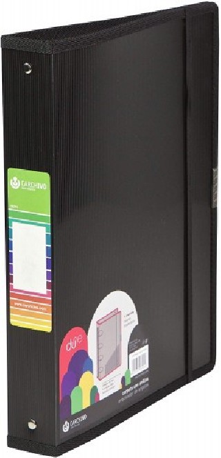 carchivo carpeta anillas polipropileno dune a4+ 4/40mm goma negro carchivo 12371406