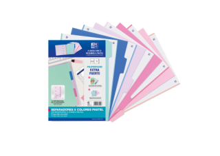oxford kit separadores pp 500 micras a4 5 posiciones colores pastel oxford 40015936