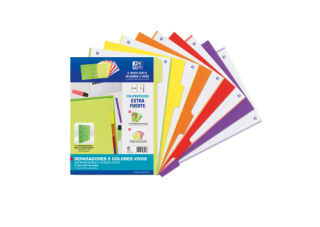 oxford kit separadores pp 500 micras a4 5 posiciones colores vivos oxford 400159037