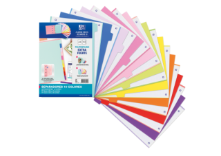 oxford kit separadores pp 500 micras a4 10 posiciones colores pastel y vivos oxford 400159038
