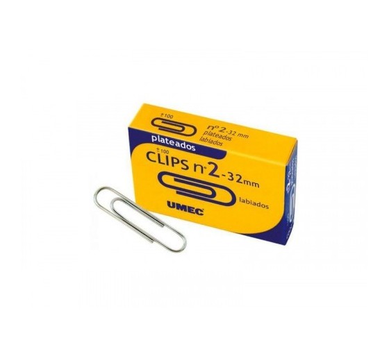 umec caja 100 clip plateado 32mm u200700 umec  pack  10 unidades