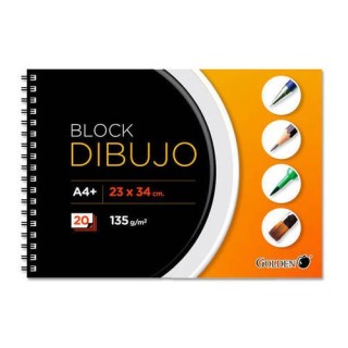 golden cuaderno de dibujo a4+ 135 gr. 20 hojas con recuadro golden 321537  pack  5 unidades