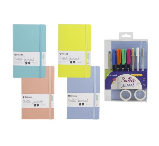bismark set  libreta bullet soft +  rotuladores pincel y boligrafoos bismark ingraf 330619