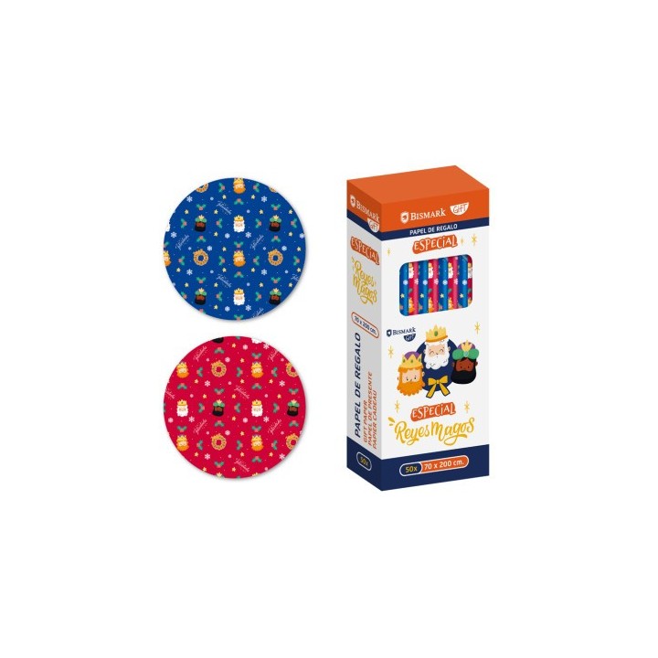 bismark papel de regalo reyes magos 70x200 bismark 331826  pack  50 unidades