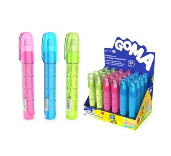 bismark goma de borrar en barra c/ tablas multiplicar bismark 331831  pack  24 unidades