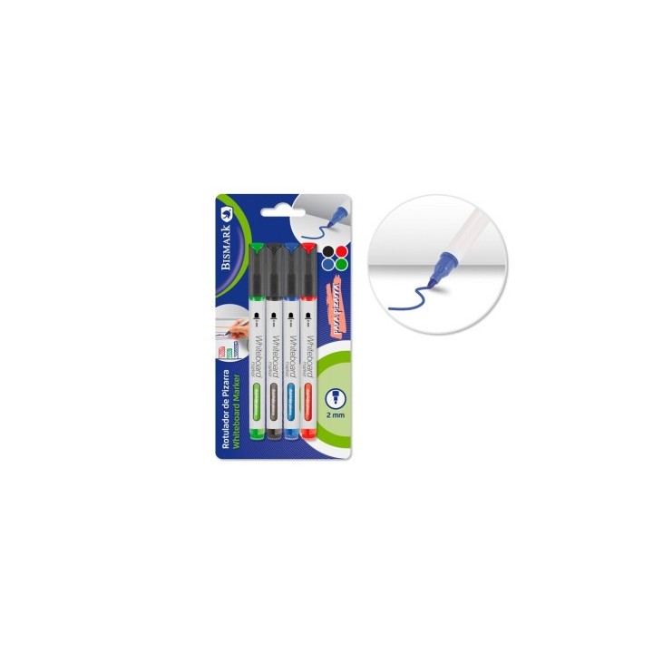 bismark estuche 4 rotuladores pizarra p.redonda 4 uds bismark 332635