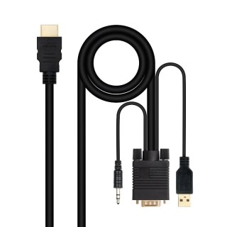 nanocable conversor hdmi a vga jack ubs, 1.8 m