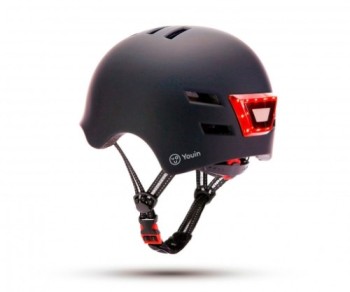 youin youin casco con led frontal y trasero negro    talla m