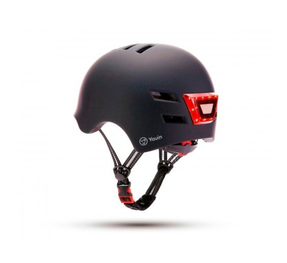 youin youin casco con led frontal y trasero negro    talla m