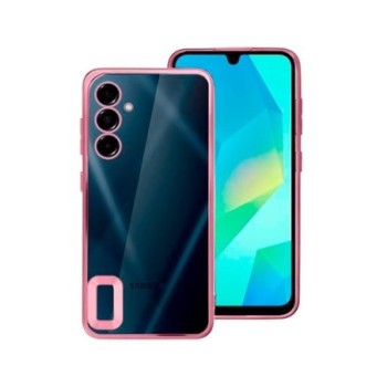 funda cool samsung galaxy a16 rosa transaparente borde metalizado