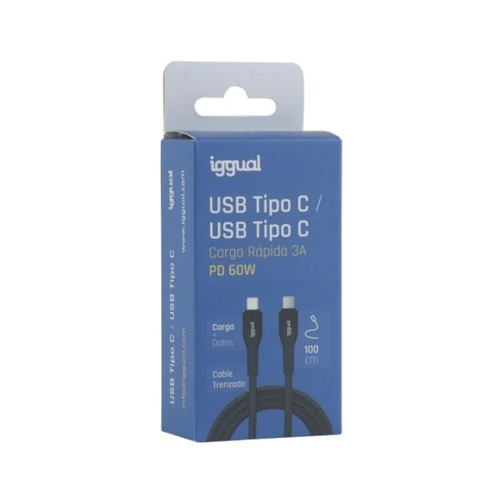 iggual cable usb c a tipo c 60w 3a 100 cm trenzado