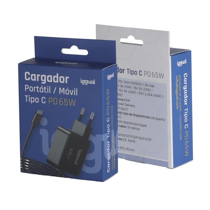 iggual cargador portatil y movil tipo c pd 65w