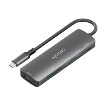 usb c dock aisens 6 en 1 usb c a hdmi 2xusb a usb c pd 100w sd micro sd