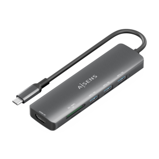 usb c dock aisens 6 en 1 usb c a 1xhdmi 3xusb a 1xsd 1xmicro sd 15cm