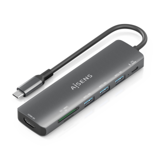 usb c dock aisens 7 en 1 usb c a hdmi 3xusb a usb c pd 100w sd micro sd