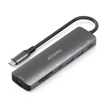 usb c dock aisens 7 en 1 usb c a hdmi 2xusb a usb c pd 100w sd micro sd