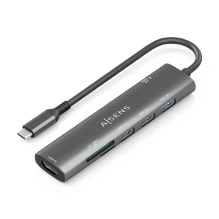 usb c dock aisens 7 en 1 usb c a hdmi 2xusb a usb a pd 100w sd micro sd