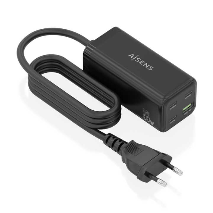 cargador gan aisens sobremesa 100w 3xusb c pd3.0 qc4.0 qc5.0 usb a qc3.0