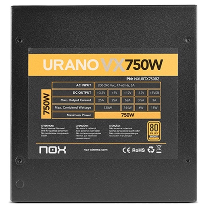 nox fuente alimentacion urano vx 750w 80+ bronze