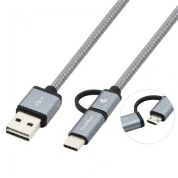 coolbox cable multi usb 2.0 coolbox carga mas datos micro usb usb tipo c usb tipo a 1m gris