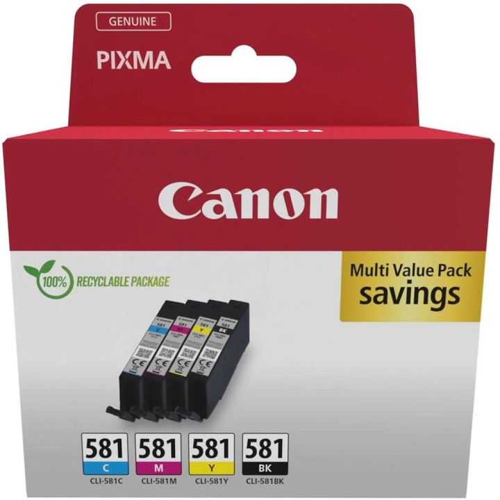 canon multipack tinta canon cli   581 bk   c   m   y