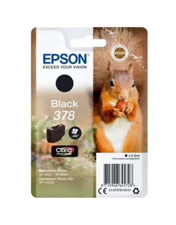 epson cartucho tinta epson c13t37814010 singlepack negro 378 claria photo hd ink xp   8500 ardilla