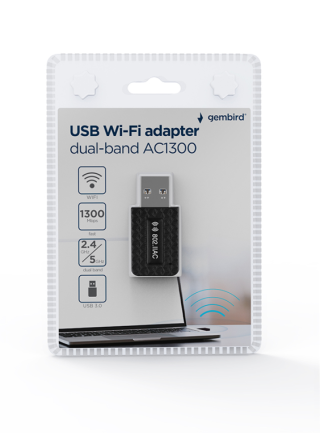 adaptador gembird wi fi usb ac1300 de banda dual compacto