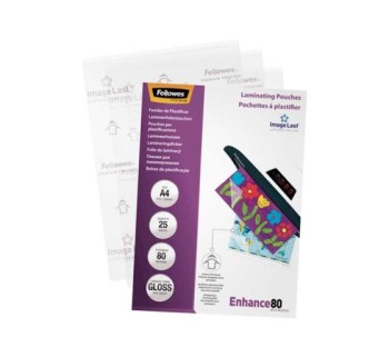 paq. 25 fundas plastificar fellowes 80mic a4 brillo