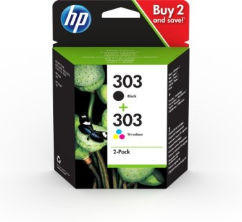 hp hp paquete de 2 cartuchos de tinta original 303 negro/tricolor
