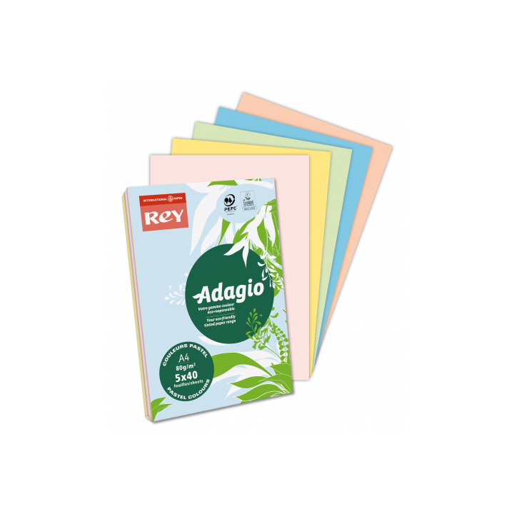 adagio paquete 500h papel 80gr a4 rosa palido adagio 40002463  pack  5 unidades