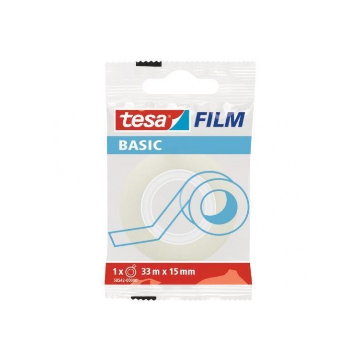 tesa cinta adhesiva translucida basic 15mm.x33m. tesa 58542 0000  pack  30 unidades