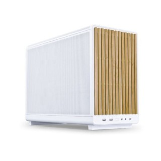 torre m atx lian li a3 wood glass version white crist. templado max gpu 415mm max cpu 165mm