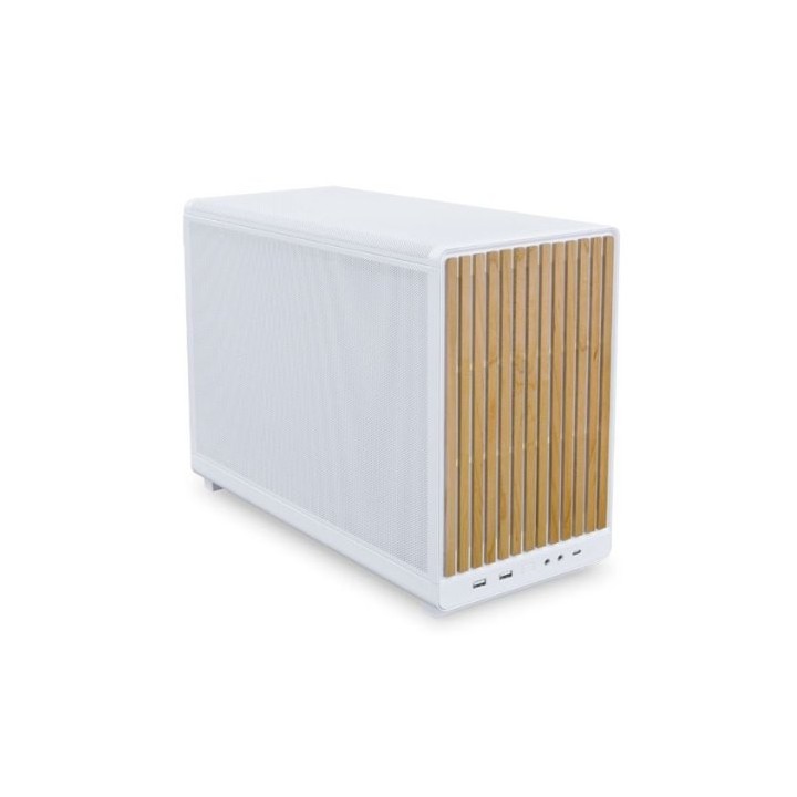 torre m atx lian li a3 wood glass version white crist. templado max gpu 415mm max cpu 165mm