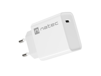 cargador natec ribera 20w 1xusb c pd3.0 qc3.0 blanco