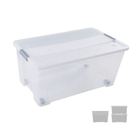 archivo 2000 caja de almacenaje con tapa y ruedas 61 litros 40x68x31cm pp transparente archivo 2000