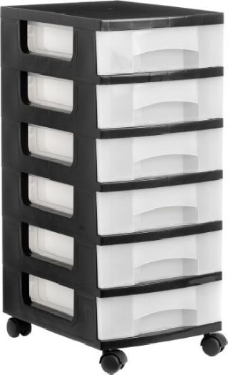 archivo 2000 torre de almacenaje 6 cajones de 6 litros negro/translucido 390x290x685 mm archivo 2000