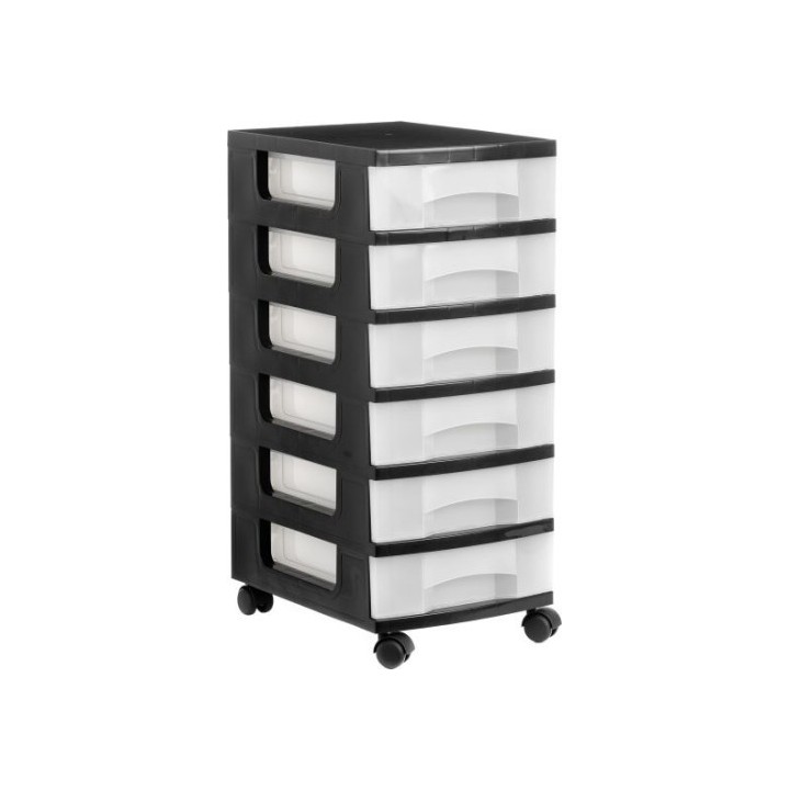 archivo 2000 torre de almacenaje 6 cajones de 6 litros negro/translucido 390x290x685 mm archivo 2000