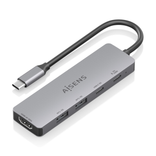 usb c dock aisens 5 en 1 hdmi 2xusb a usb c usb c pd gris 15cm